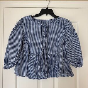 Blue Gingham Women's Top